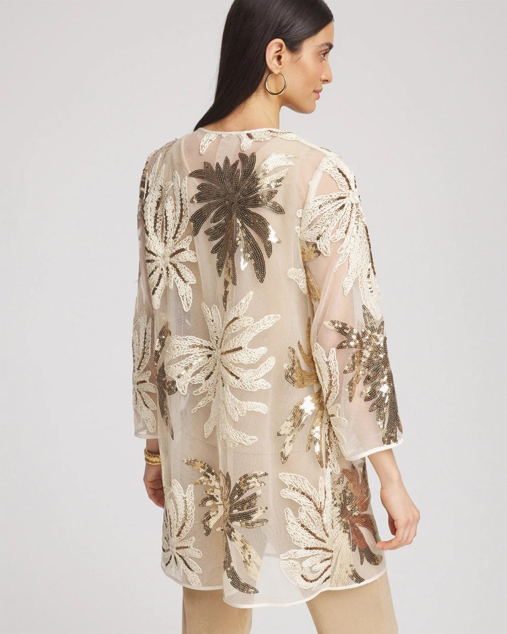 Chico's Classic - Travelers™ Collection Sequin-Mesh Jacket Modern Ecru
