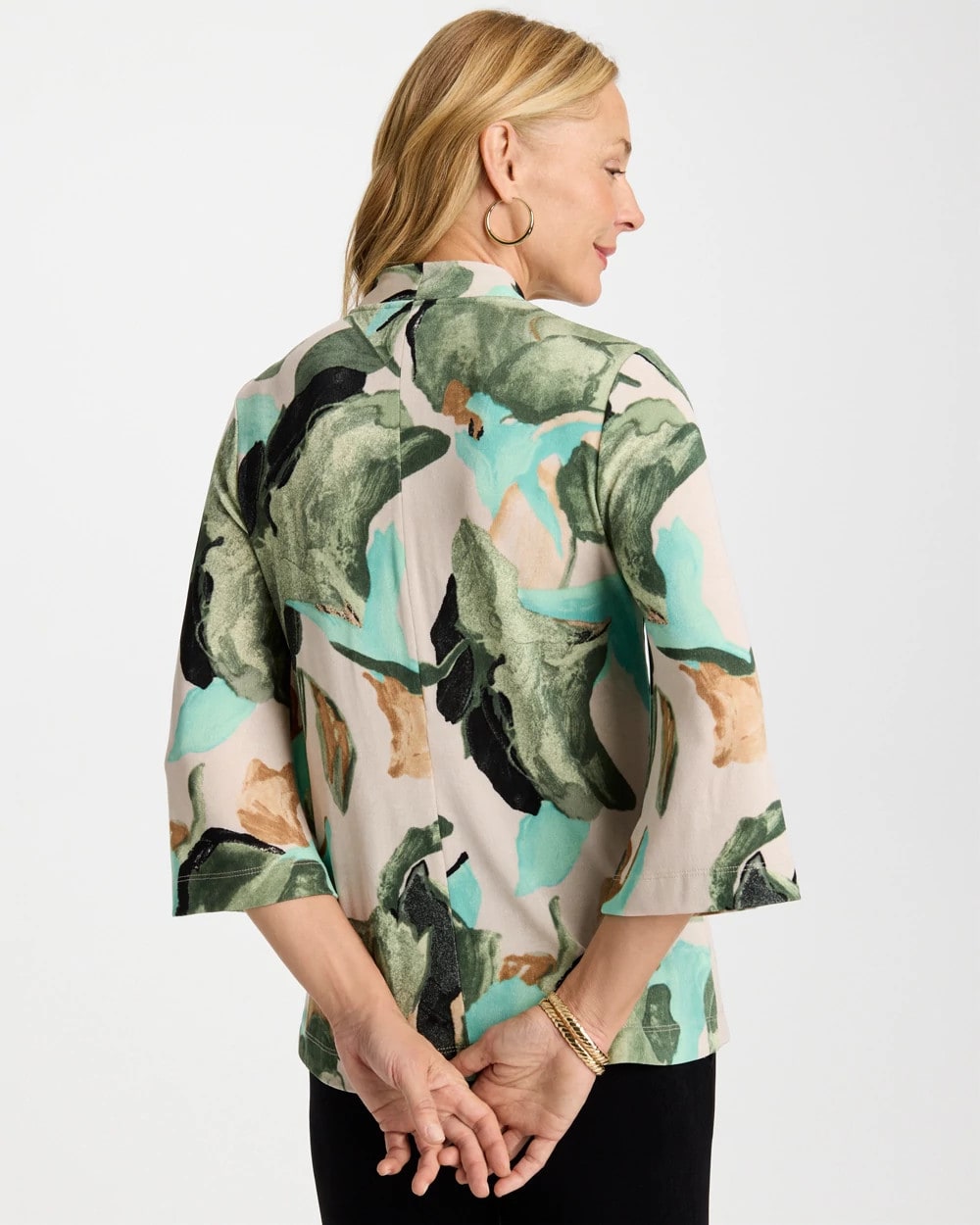 Chico's Everyday - Travelers™ Bloom V-Neck Kimono Top Kelp Forest
