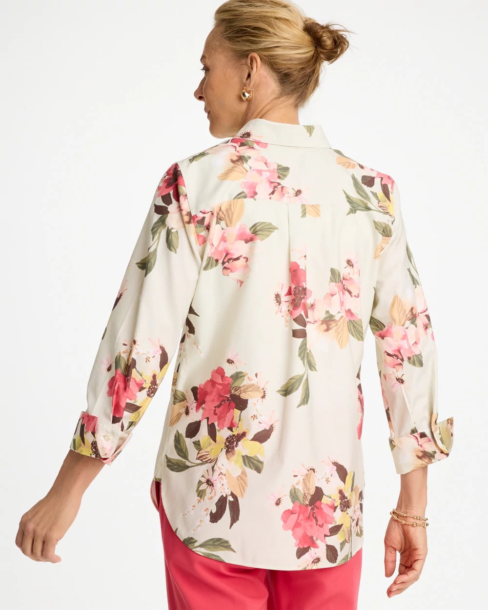 Chico's Recommended - No Iron™ Printed Stretch Shirt Hot Honeysuckle