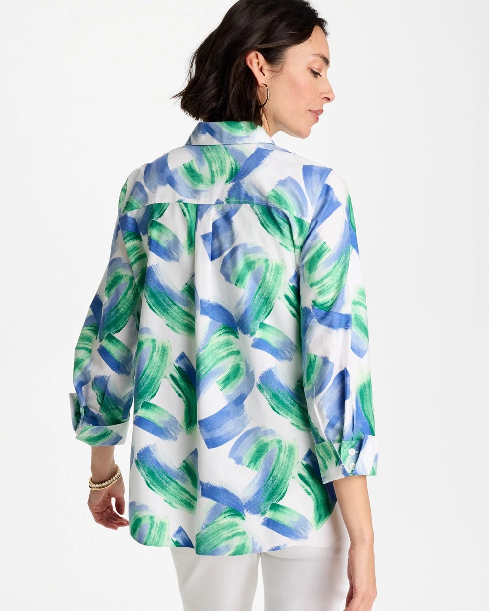 Chico's Recommended - No Iron™ Printed Stretch Shirt Amparo Blue