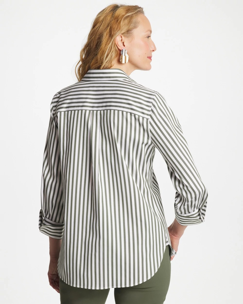 Chico's Featured - No Iron™ Stretch Striped Shirt Kelp Forest