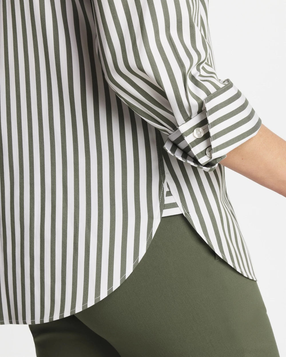 Chico's Featured - No Iron™ Stretch Striped Shirt Kelp Forest