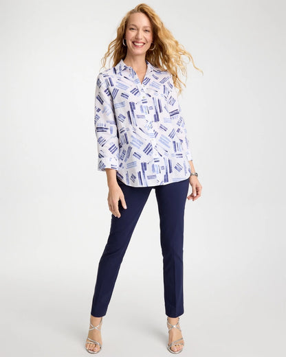 Chico's Essential - No Iron™ Printed Linen Shirt Amparo Blue
