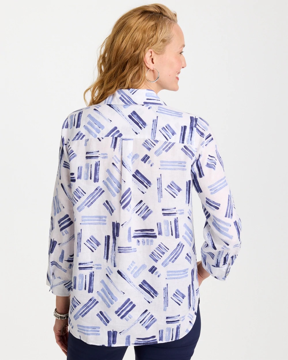 Chico's Essential - No Iron™ Printed Linen Shirt Amparo Blue