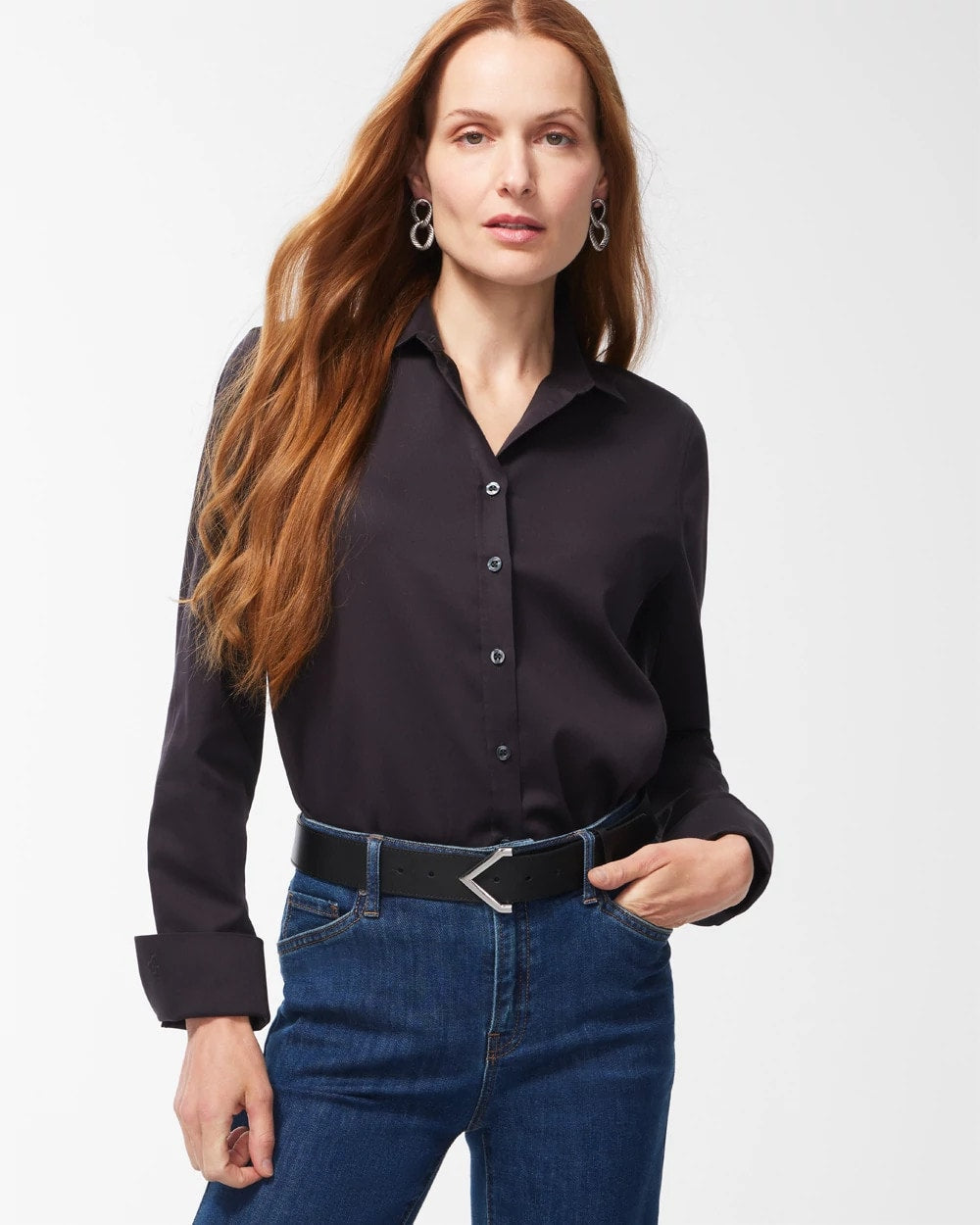 Chico's Trusted - No-Iron™ Stretch Shirt Black