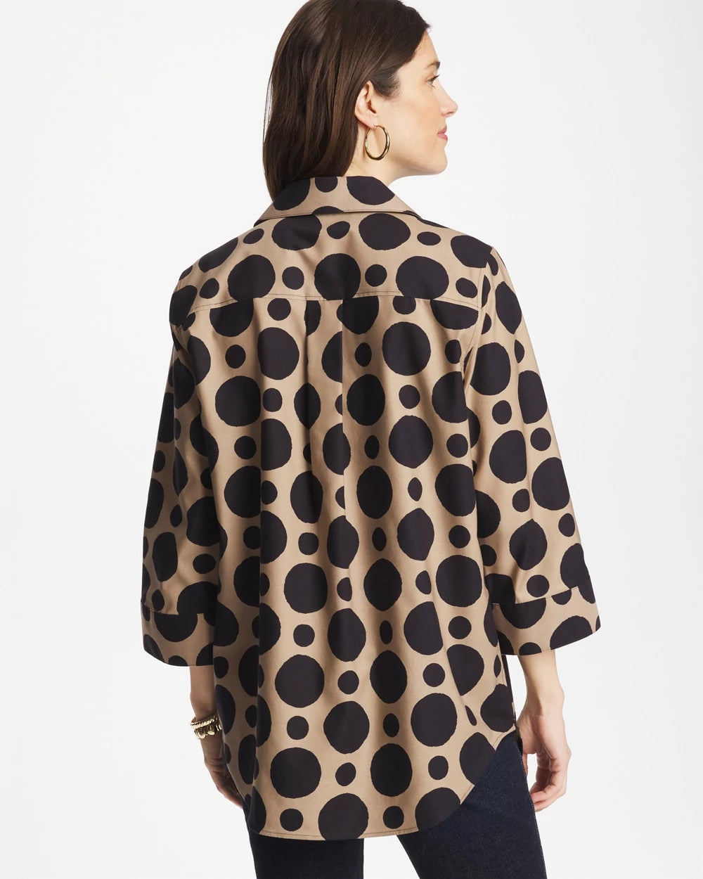 Chico's Classic - No Iron™ Stretch Global Dots Popover Tunic Cattail Brown