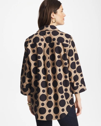Chico's Classic - No Iron™ Stretch Global Dots Popover Tunic Cattail Brown