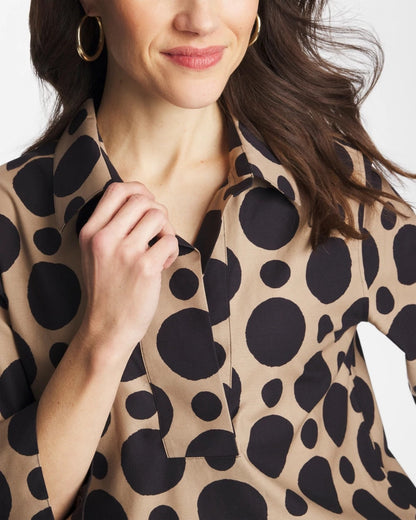 Chico's Classic - No Iron™ Stretch Global Dots Popover Tunic Cattail Brown