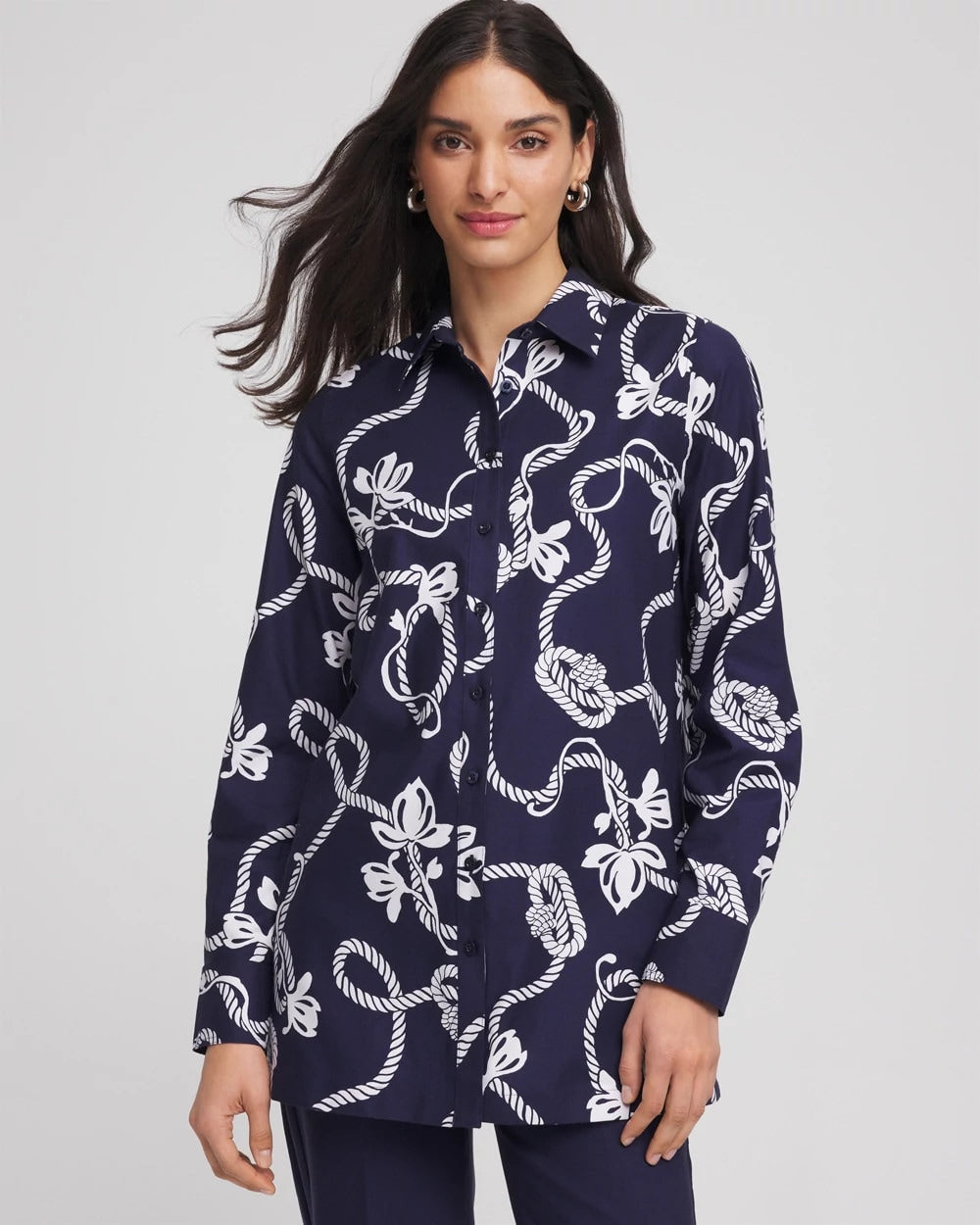 Chico's Discount - No Iron™ Rope Print Tunic Passport Blue