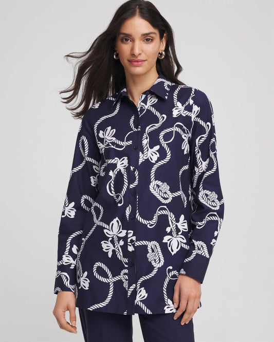 Chico's Discount - No Iron™ Rope Print Tunic Passport Blue