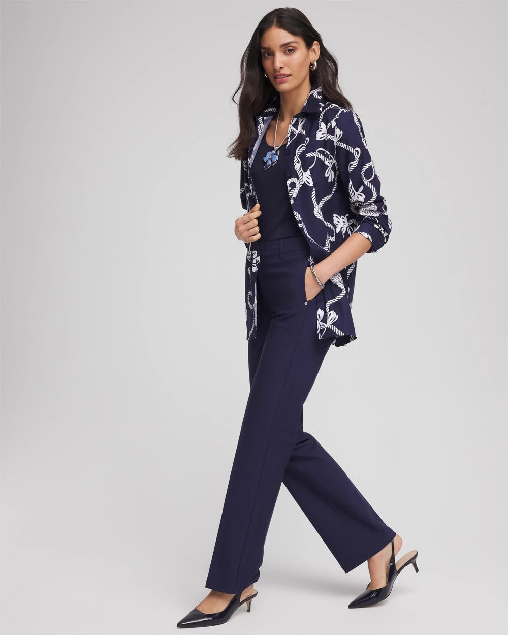 Chico's Discount - No Iron™ Rope Print Tunic Passport Blue