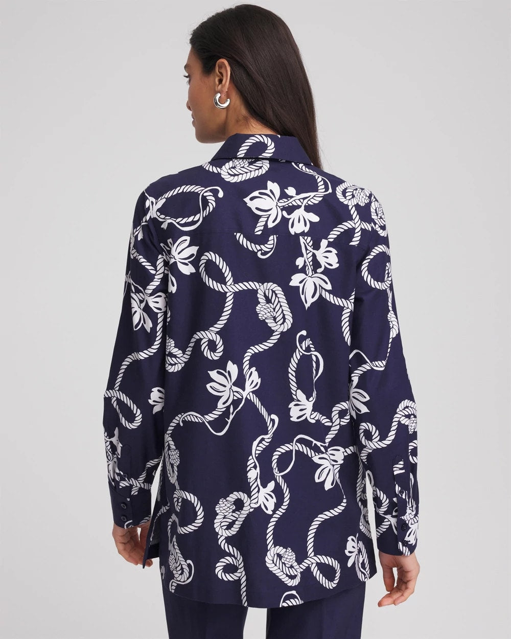 Chico's Discount - No Iron™ Rope Print Tunic Passport Blue