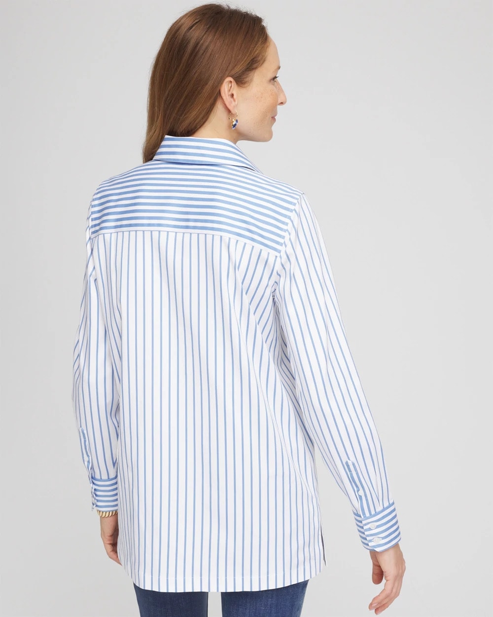Chico's Value - No Iron™ Stripe Mix Tunic Tidal Blue