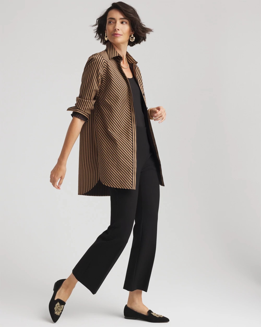 Chico's Quality - No Iron™ Slimming Imperial Stripe Tunic Black