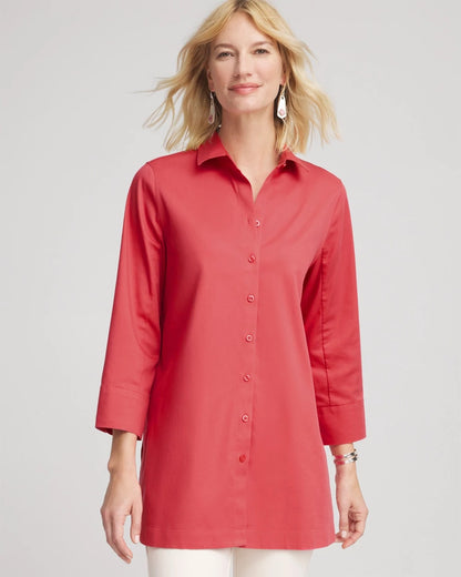 Chico's Quality - No Iron™ Classic Button Down Tunic Folkloric Red