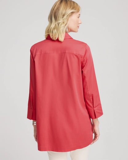Chico's Quality - No Iron™ Classic Button Down Tunic Folkloric Red