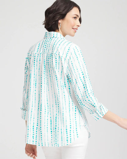 Chico's Signature - No Iron™ Sateen Bubble Print Shirt Seaspray