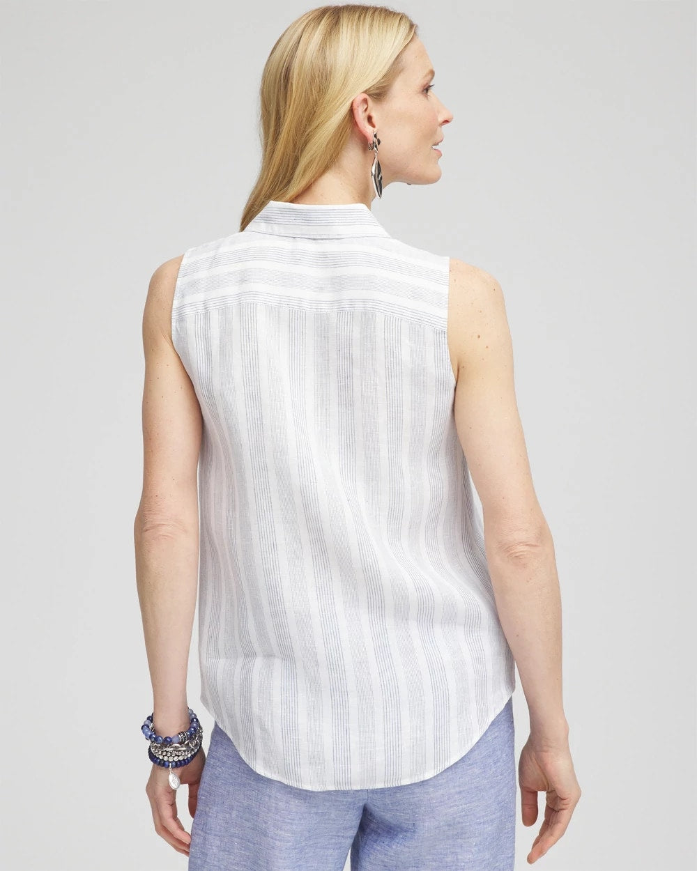 Chico's Best Seller - No Iron™ Linen Tie-Front Sleeveless Shirt Indigo