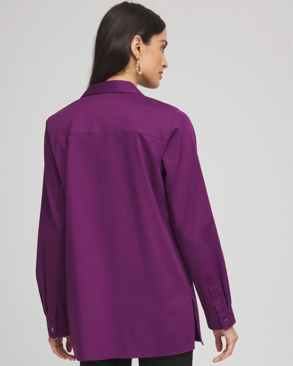 Chico's Essential - No Iron™ Novelty Button Tunic Purple Royale