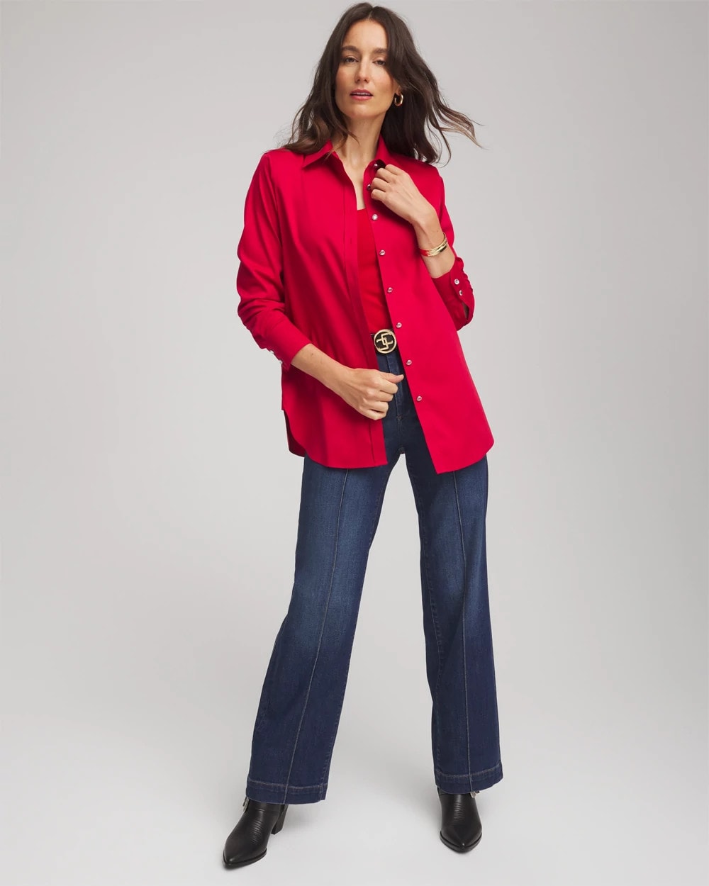 Chico's Deals - No Iron™ Rhinestone Button Shirt Carmine Red