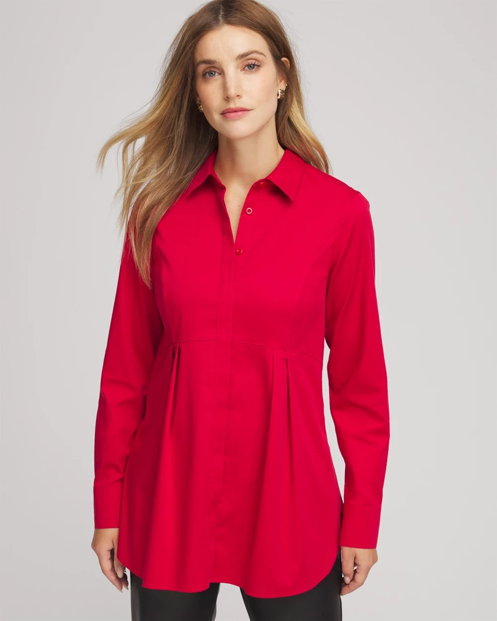 Chico's Popular - No Iron™ Peplum Pleated Shirt Carmine Red