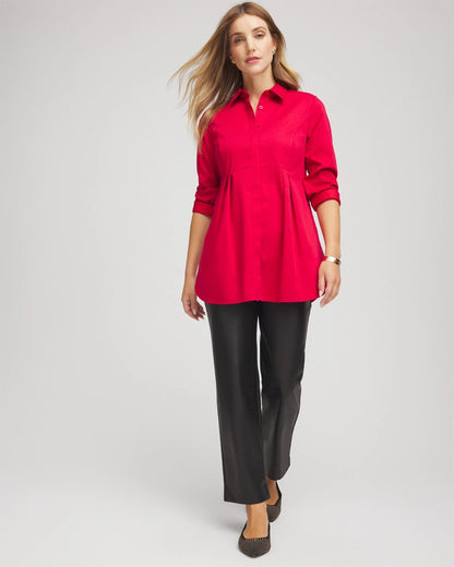 Chico's Popular - No Iron™ Peplum Pleated Shirt Carmine Red