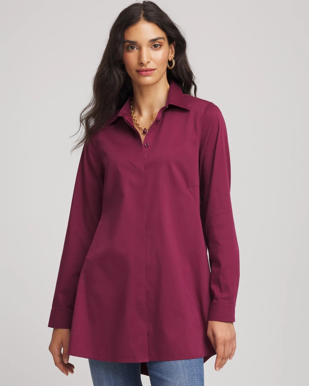 Chico's Top Pick - No Iron™ Pocketed Tunic Deep Chianti