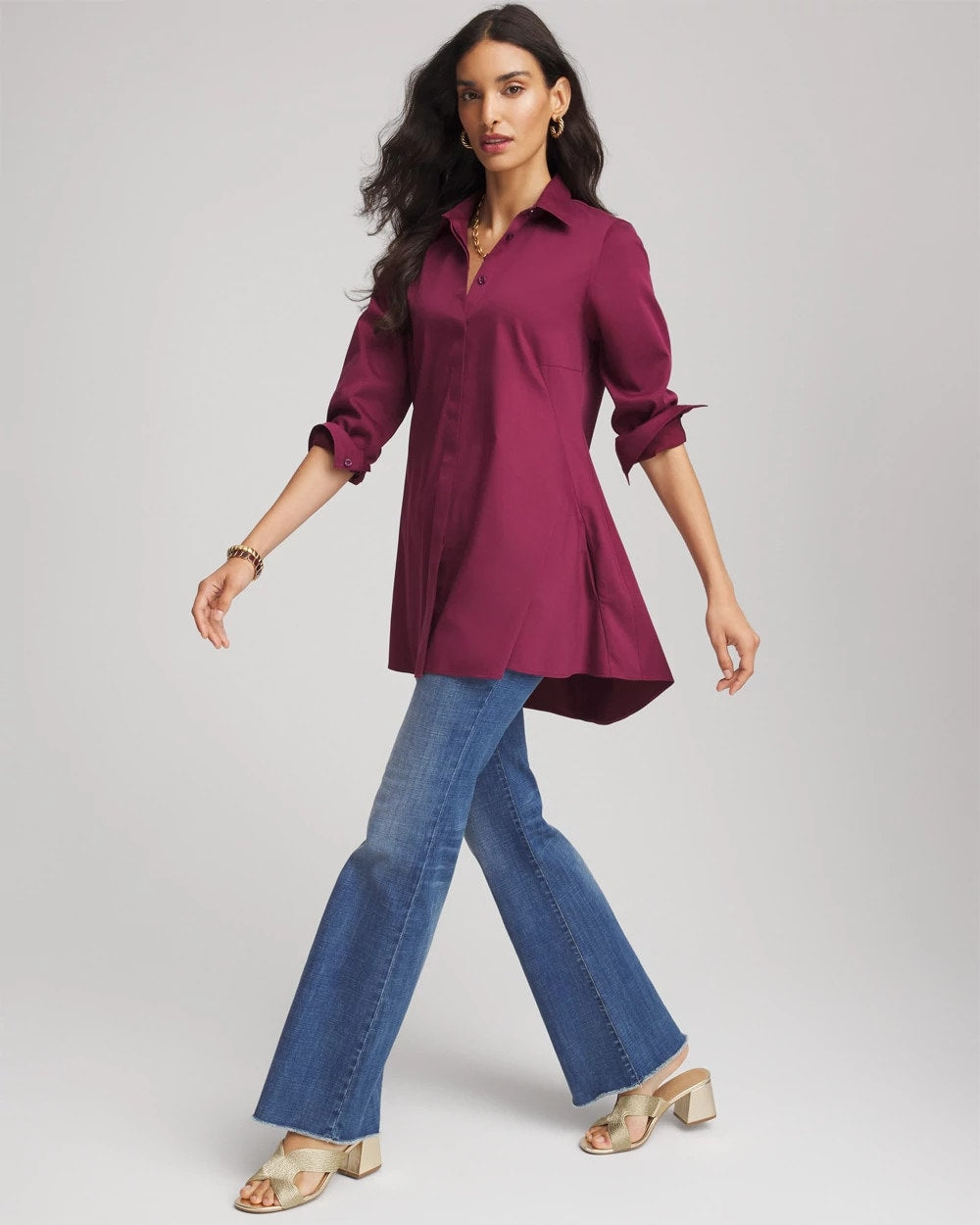 Chico's Top Pick - No Iron™ Pocketed Tunic Deep Chianti