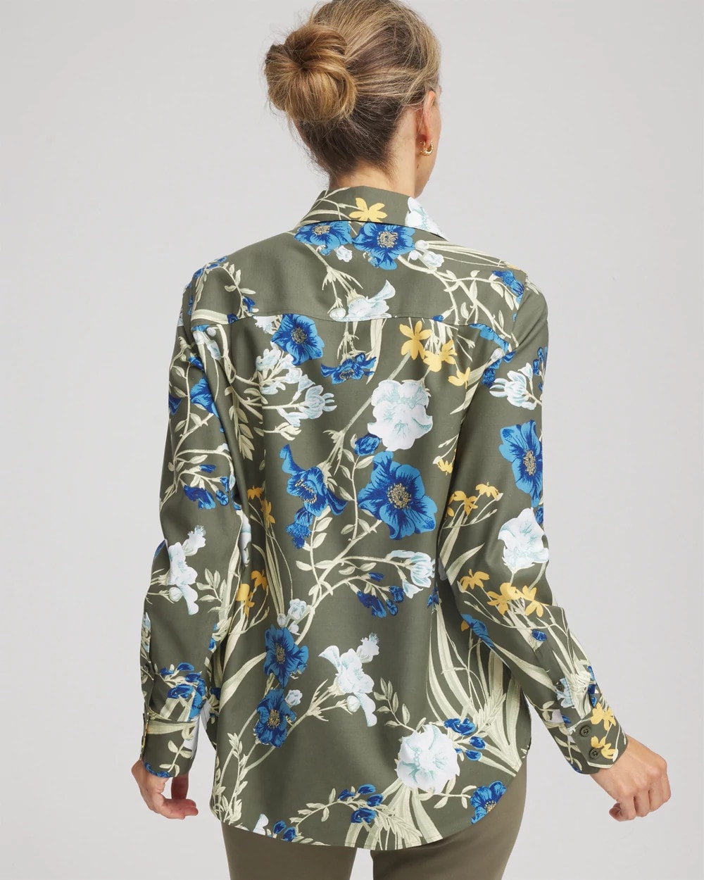 Chico's Trusted - No Iron™ Printed Sateen Shirt Nettle Leaf