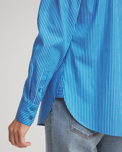 Chico's New - No Iron™ Classic Striped Shirt Empire Blue