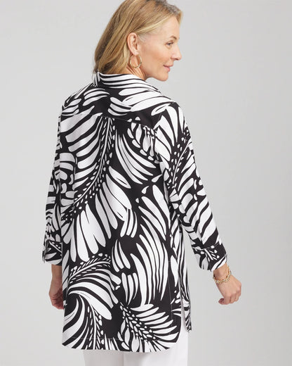 Chico's Popular - No Iron™ Printed Palms Button Down Tunic Black