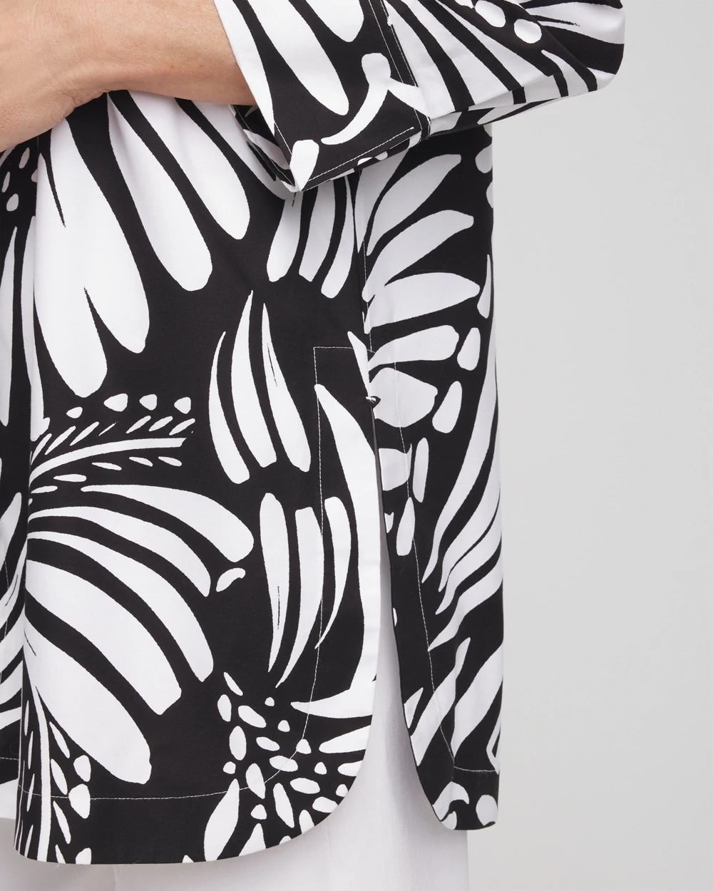 Chico's Popular - No Iron™ Printed Palms Button Down Tunic Black