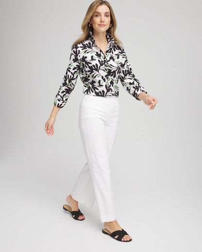 Chico's Trusted - No Iron™ Abstract Floral Shirt Salted Lime