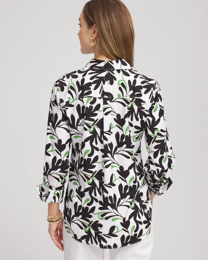 Chico's Trusted - No Iron™ Abstract Floral Shirt Salted Lime