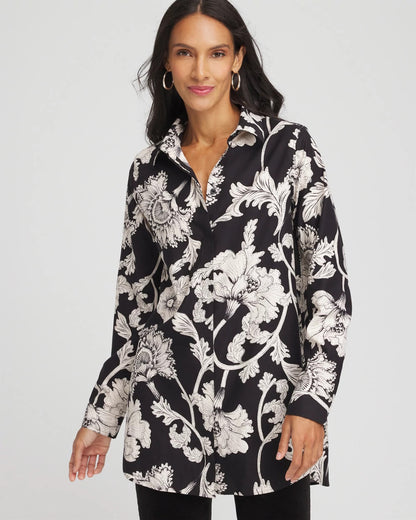 Chico's Deals - No Iron™ Bryne Bloom Stretch Tunic Black