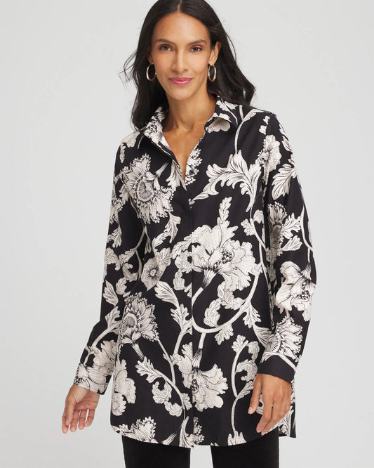Chico's Deals - No Iron™ Bryne Bloom Stretch Tunic Black