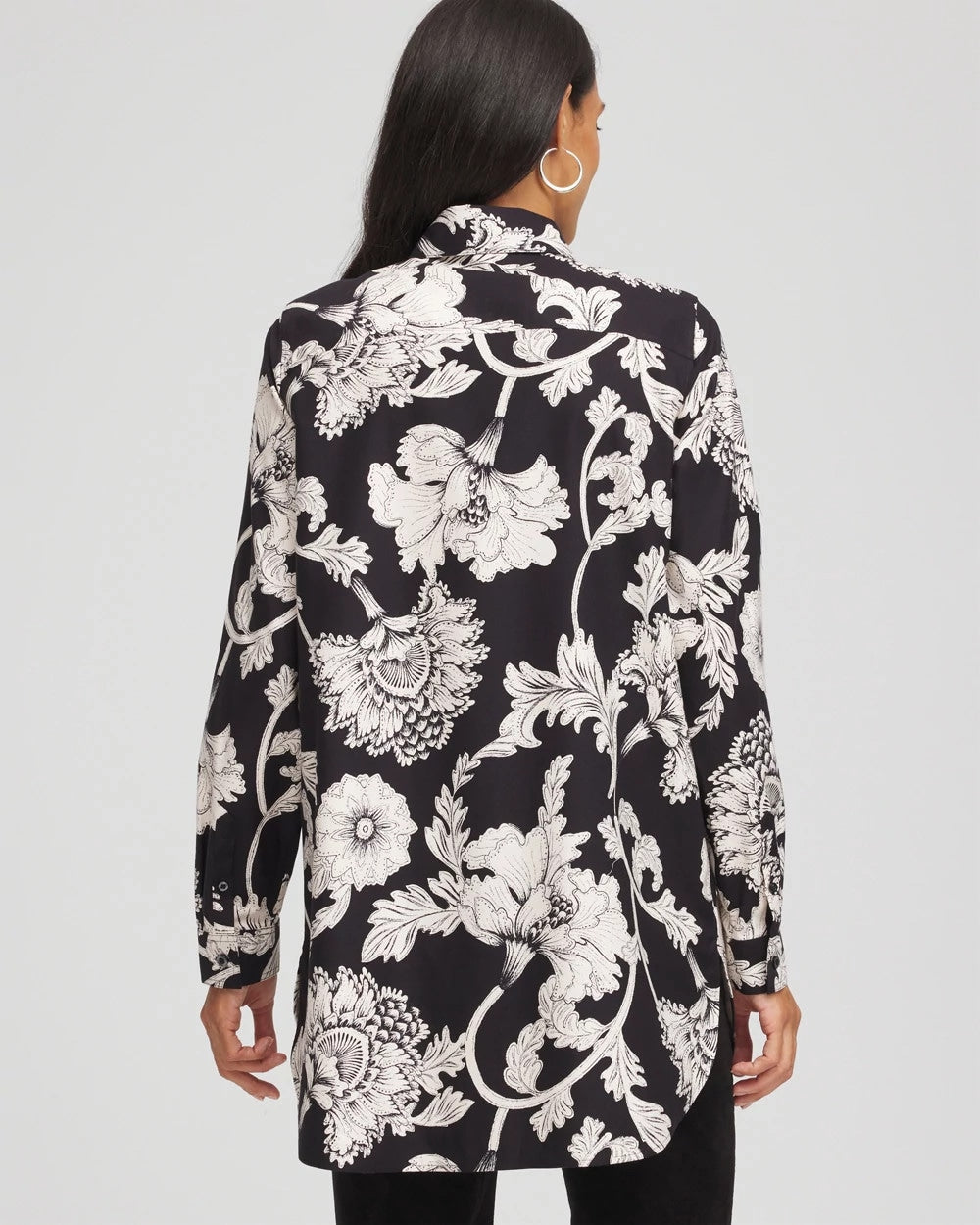 Chico's Deals - No Iron™ Bryne Bloom Stretch Tunic Black