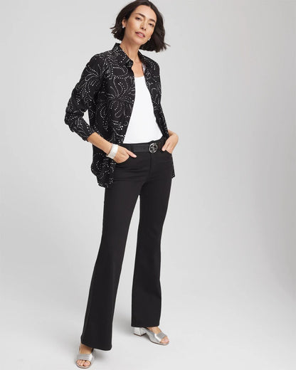 Chico's Signature - No Iron™ Findot Print Sateen Shirt Black
