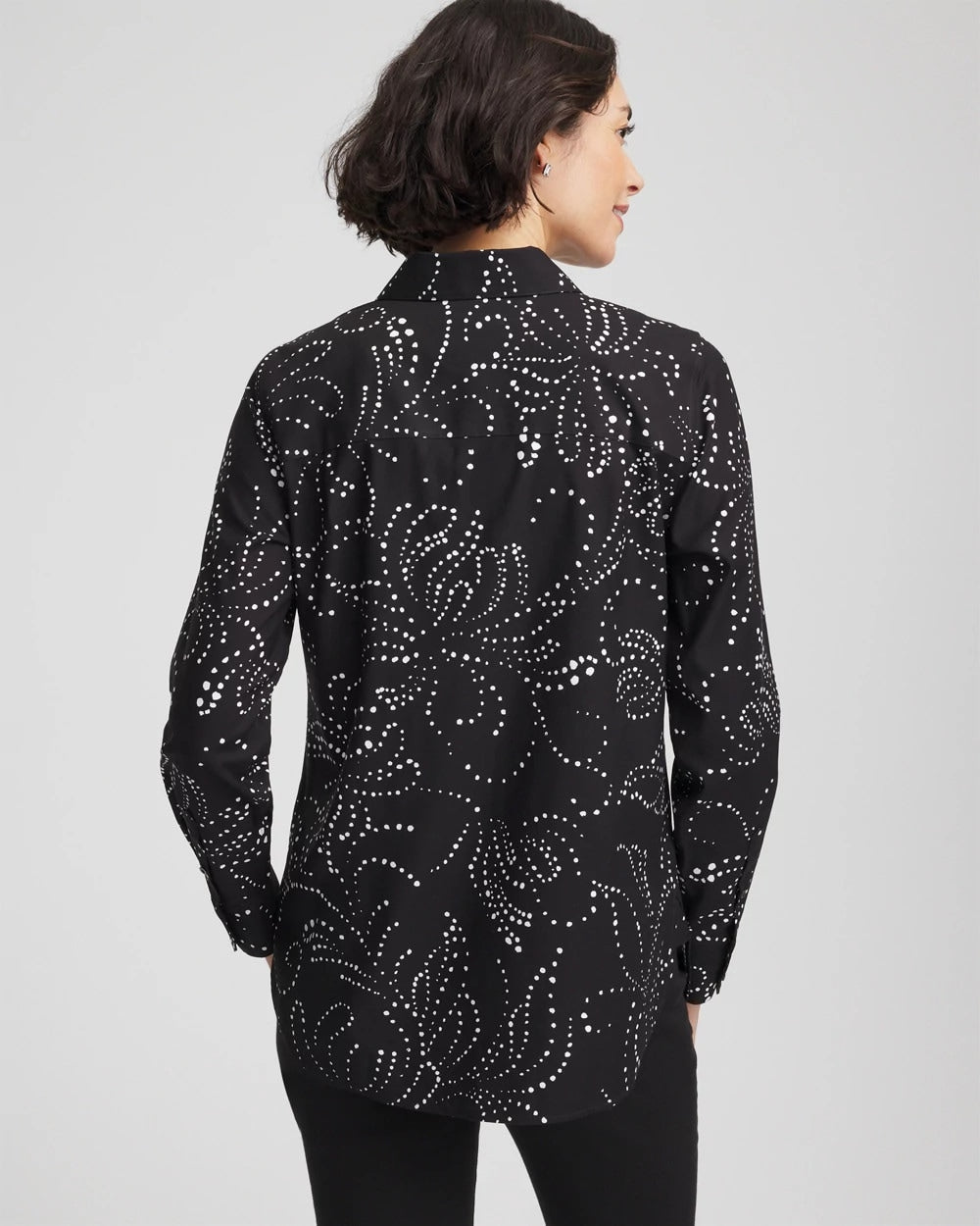 Chico's Signature - No Iron™ Findot Print Sateen Shirt Black