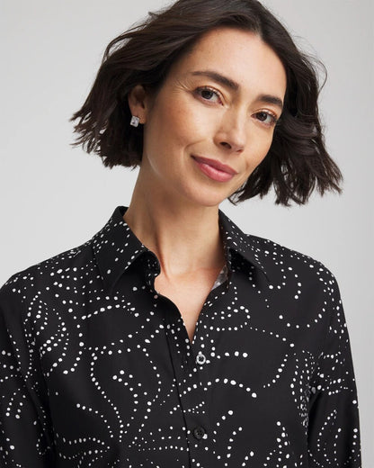 Chico's Signature - No Iron™ Findot Print Sateen Shirt Black