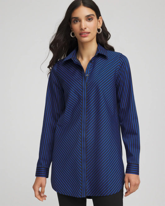 Chico's Premium - No Iron™ Slimming Striped Tunic Cobalt Stone