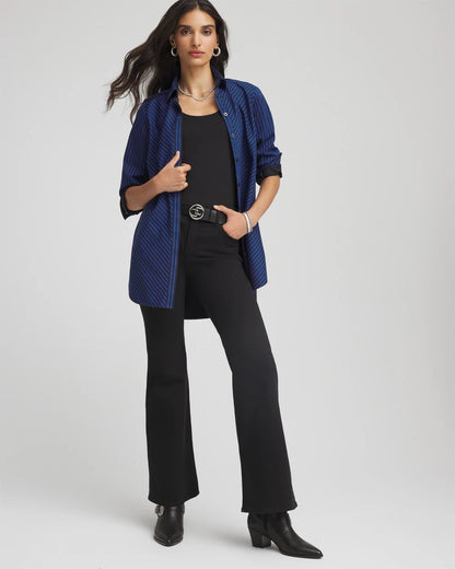 Chico's Premium - No Iron™ Slimming Striped Tunic Cobalt Stone