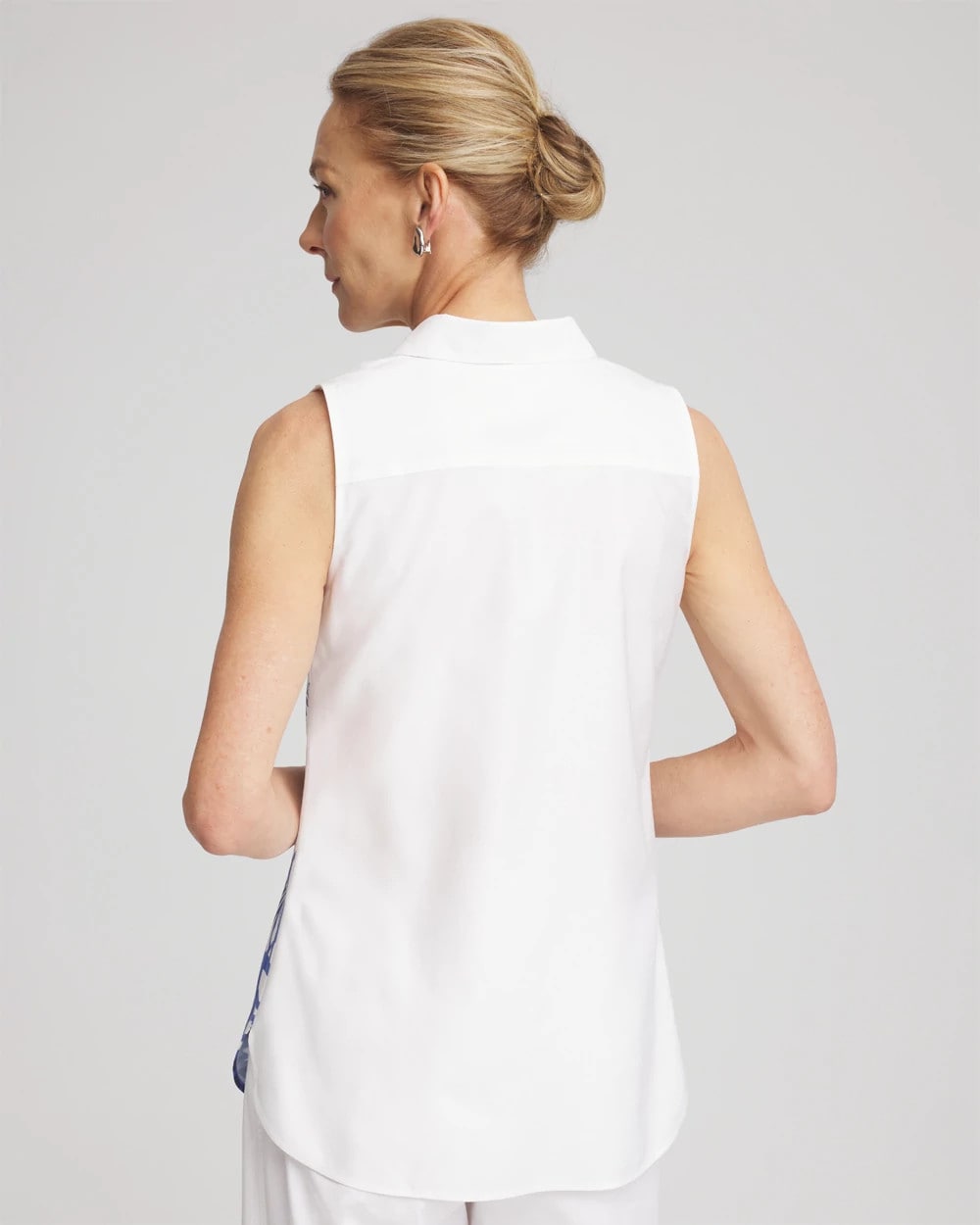 Chico's Best Seller - No Iron™ Palms Sleeveless Sateen Shirt Blue Casa