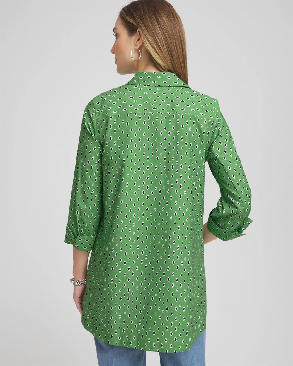 Chico's Exclusive - No Iron™ Geo-Print Tunic Salted Lime