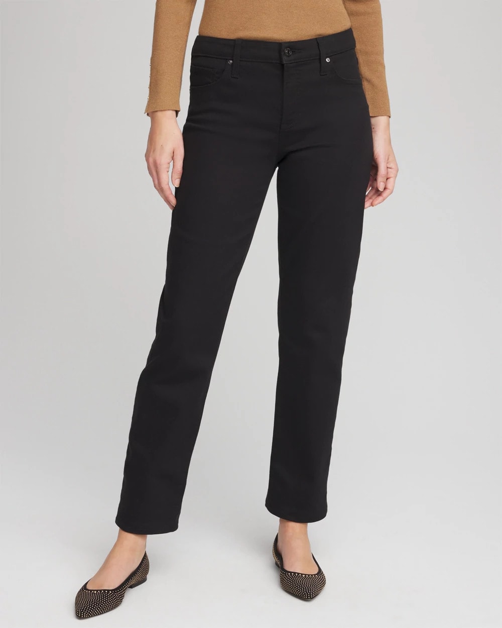 Chico's Special Offer - Girlfriend Straight Ankle Jeans Black