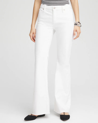Chico's Sale - Girlfriend No Stain Frayed Flared Jeans Alabaster