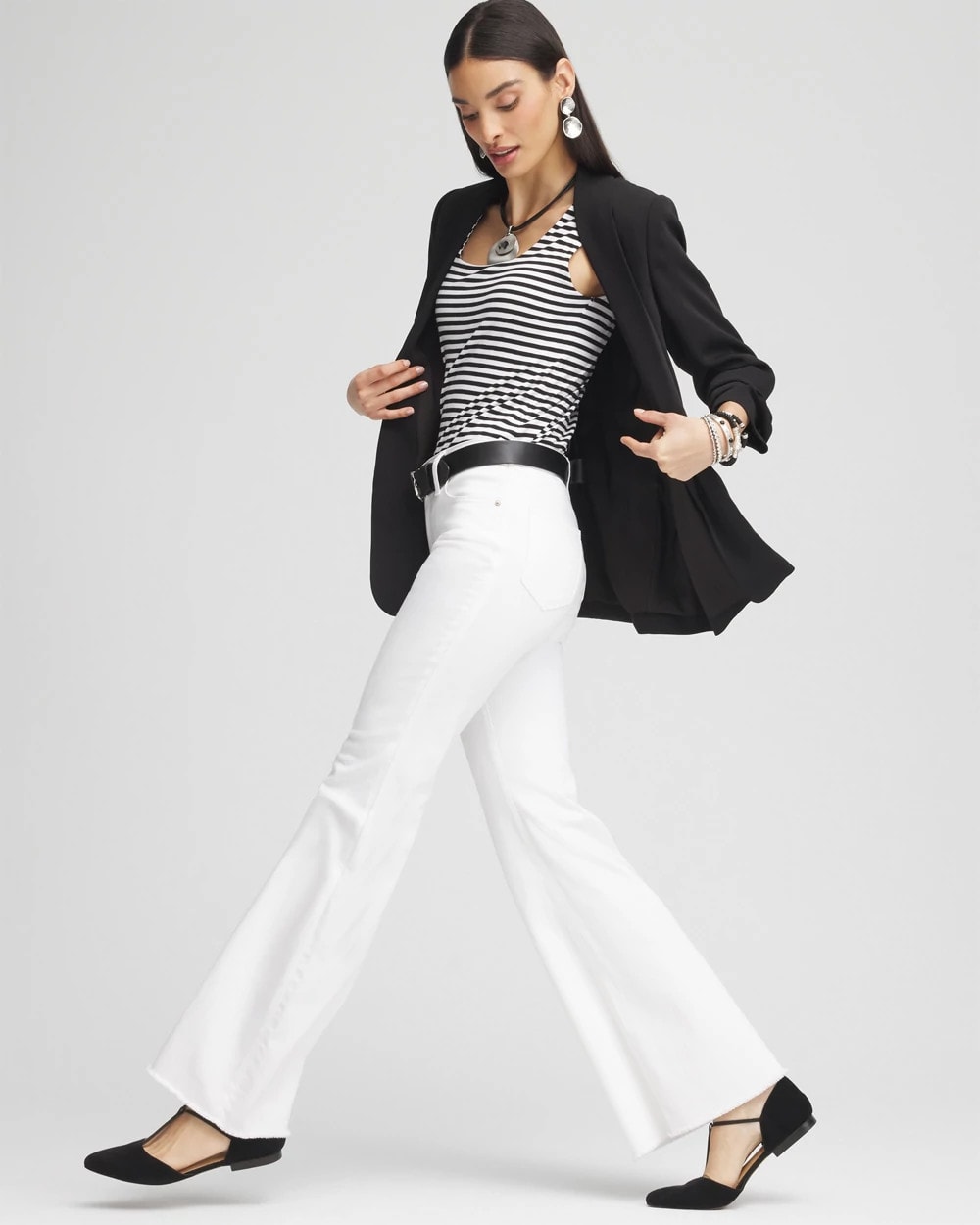 Chico's Sale - Girlfriend No Stain Frayed Flared Jeans Alabaster