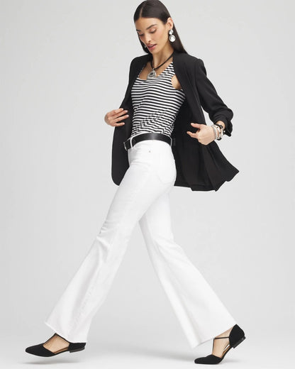 Chico's Sale - Girlfriend No Stain Frayed Flared Jeans Alabaster