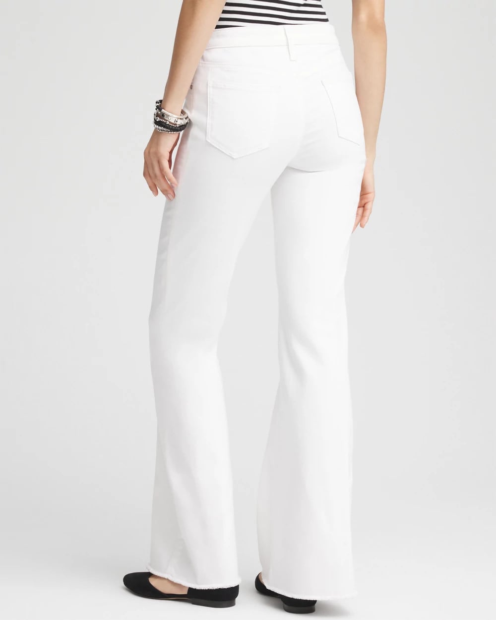 Chico's Sale - Girlfriend No Stain Frayed Flared Jeans Alabaster