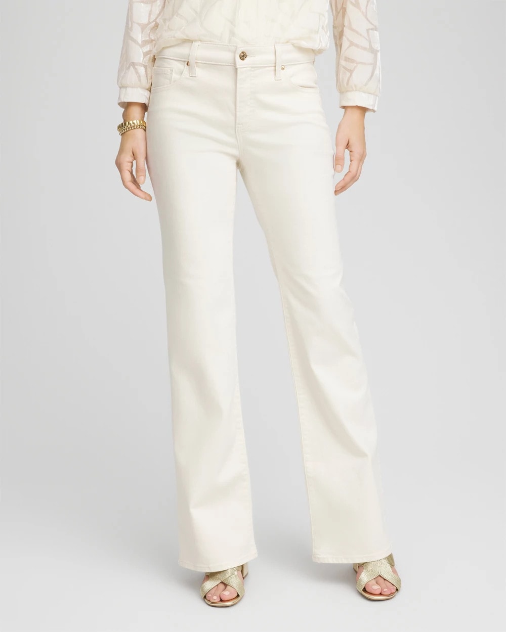 Chico's Recommended - Petite Girlfriend Flared Leg Jeans English Cream